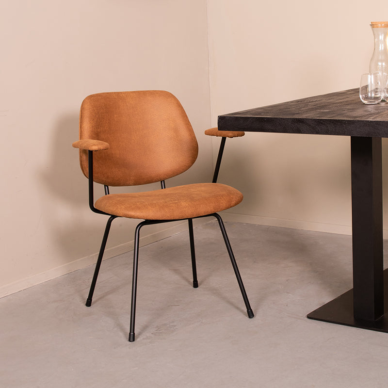 Eetkamerstoel Rivano Cognac Micro Suede 62x58x82 cm-Eetkamerstoelen-LABEL51
