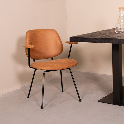 Eetkamerstoel Rivano - Cognac - Micro Suede-Eetkamerstoelen-LABEL51