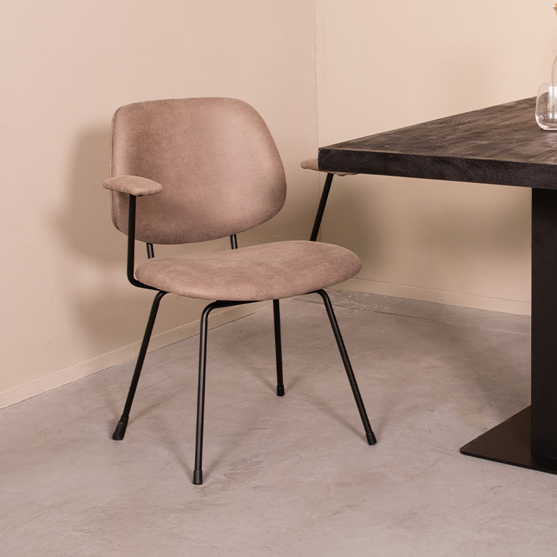Eetkamerstoel Rivano Taupe Micro Suede 62x58x82 cm-Eetkamerstoelen-LABEL51