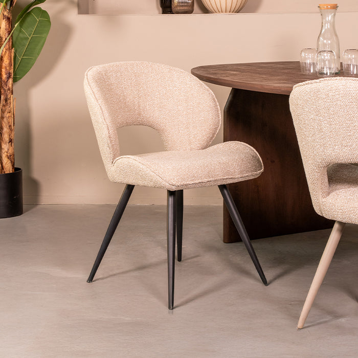 Eetkamerstoel Sakura Bouclé Beige-Eetkamerstoelen-LABEL51