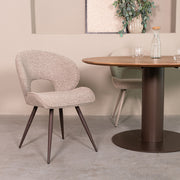 Eetkamerstoel Sakura Bouclé Mushroom 57x62x88 cm-Eetkamerstoelen-LABEL51