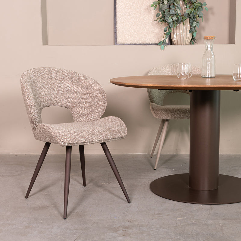 Eetkamerstoel Sakura Bouclé Mushroom 57x62x88 cm-Eetkamerstoelen-LABEL51