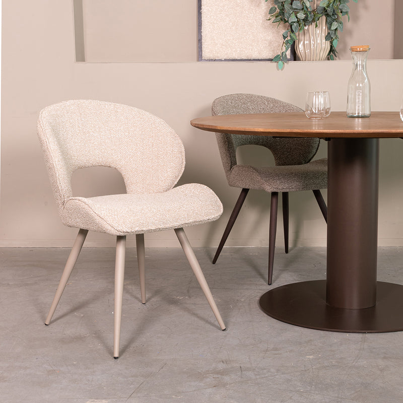 Eetkamerstoel Sakura Bouclé Naturel 57x62x84 cm 180154333-Eetkamerstoelen-LABEL51