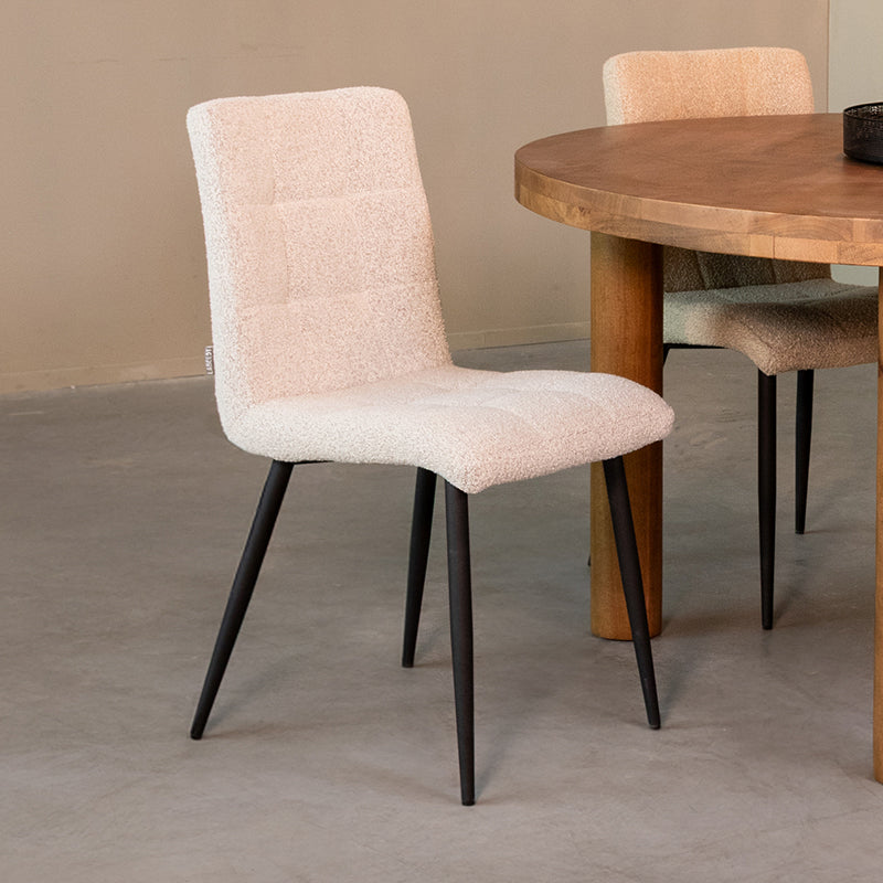 Eetkamerstoel Sam Champagne Boucle 44x57x86 cm-Eetkamerstoelen-LABEL51