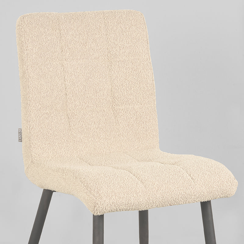 Eetkamerstoel Sam Zand Boucle Zwart Metalen Frame 44x57x86 cm-Eetkamerstoelen-LABEL51