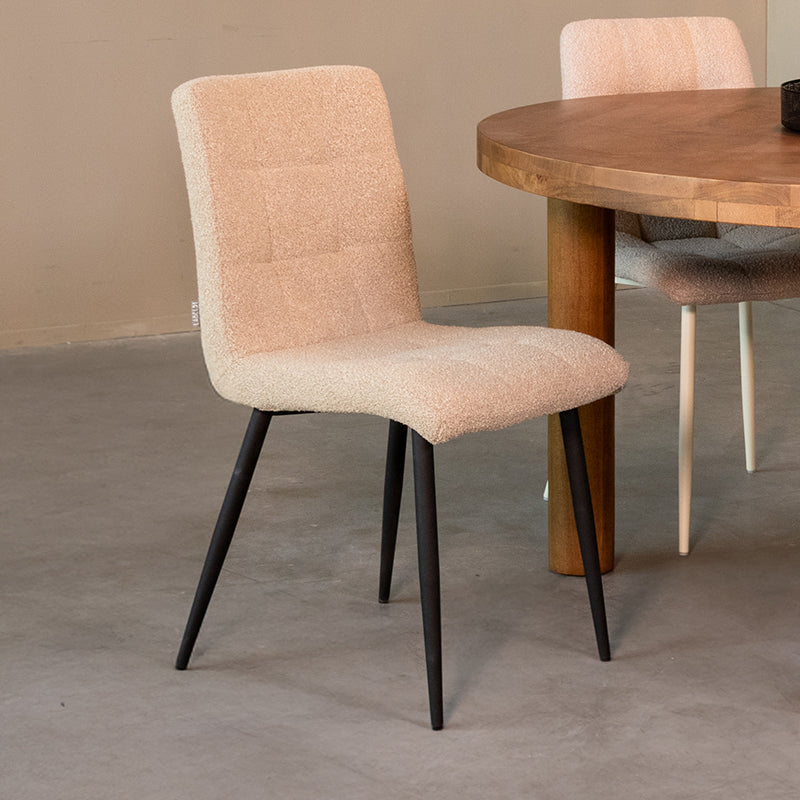 Eetkamerstoel Sam Zand Boucle Zwart Metalen Frame 44x57x86 cm-Eetkamerstoelen-LABEL51