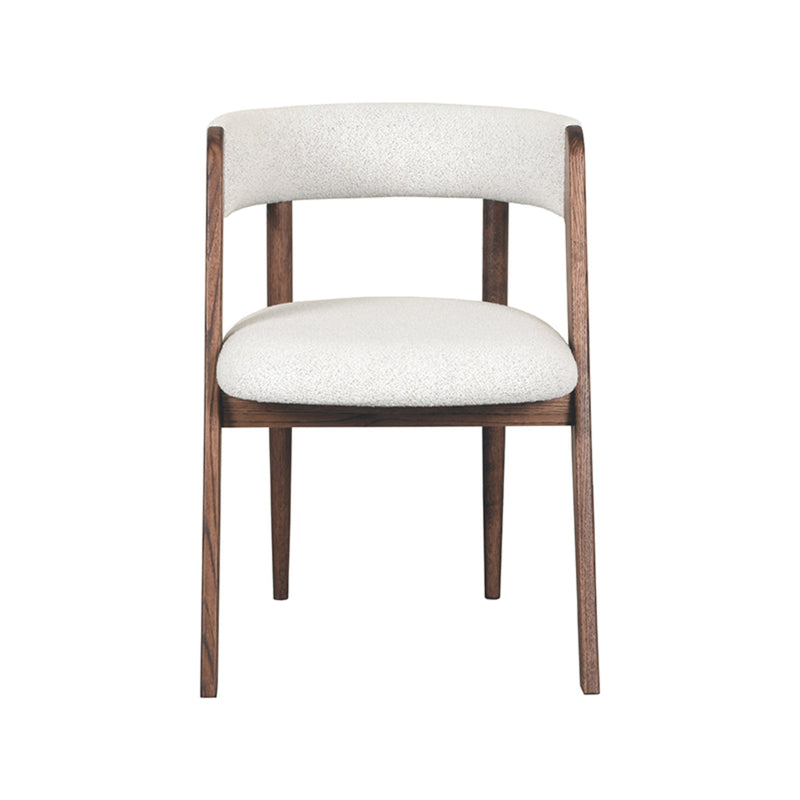 Eetkamerstoel Sasha Ecru Boucle Walnoot Houten Frame 54x82x75 cm-Eetkamerstoelen-LABEL51