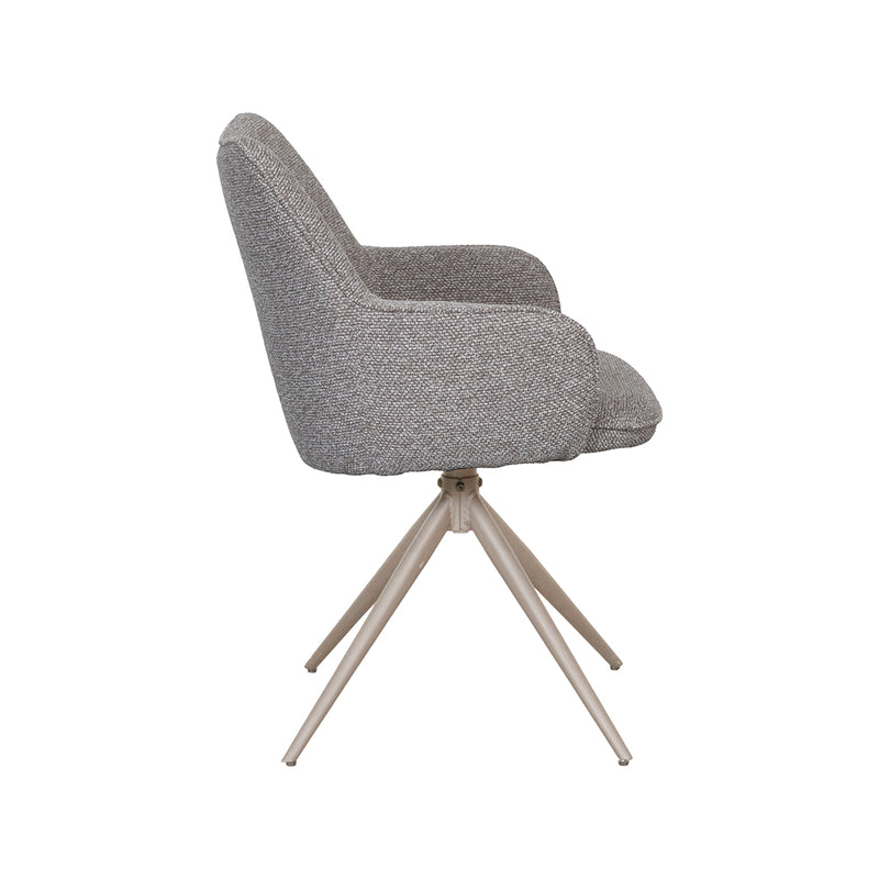 Eetkamerstoel Sawa Bouclé Mushroom Draaibaar Taupe Onderstel-Eetkamerstoelen-LABEL51