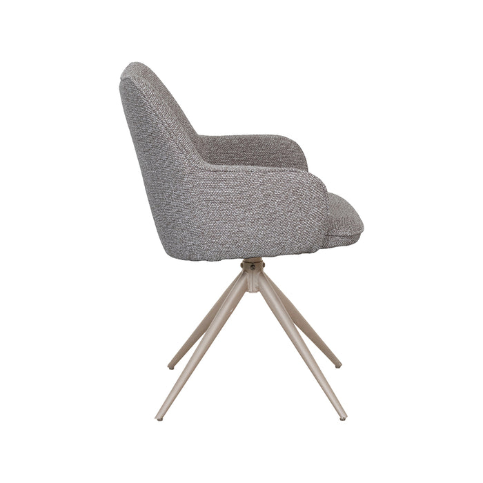 Eetkamerstoel Sawa Bouclé Mushroom Draaibaar Taupe Onderstel-Eetkamerstoelen-LABEL51