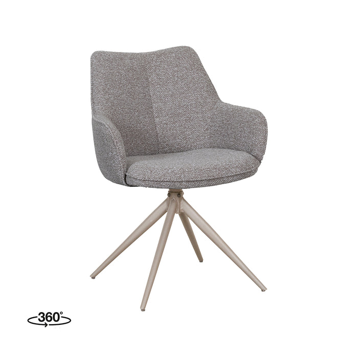 Eetkamerstoel Sawa Bouclé Mushroom Draaibaar Taupe Onderstel-Eetkamerstoelen-LABEL51