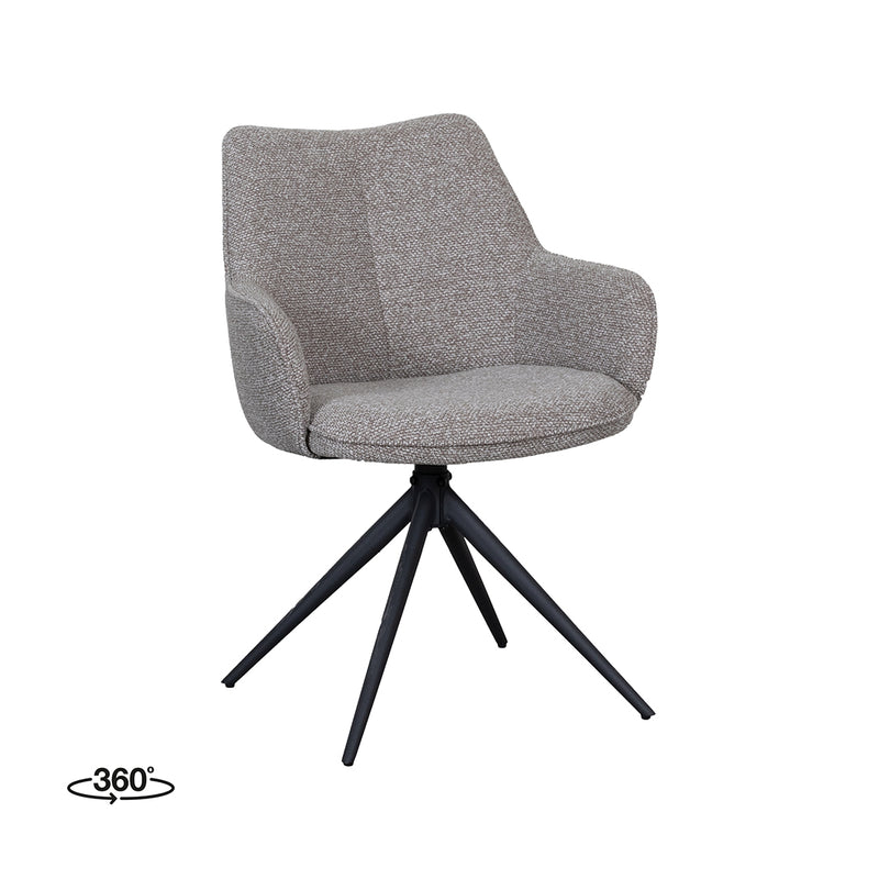 Eetkamerstoel Sawa Bouclé Mushroom Draaibaar Zwart Onderstel-Eetkamerstoelen-LABEL51
