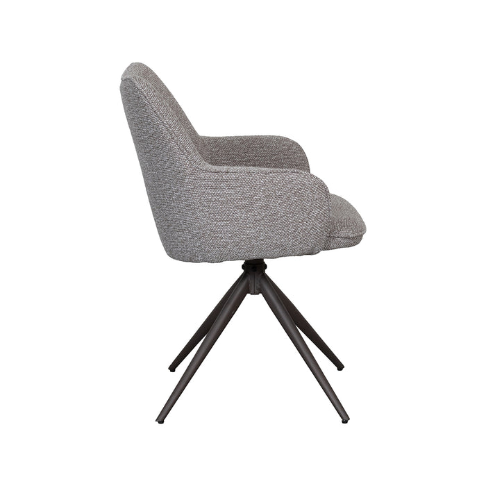 LABEL51 Eetkamerstoel Sawa Bouclé Mushroom Draaibaar Bronze Onderstel-Eetkamerstoelen-LABEL51