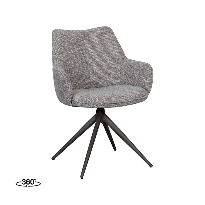 LABEL51 Eetkamerstoel Sawa Bouclé Mushroom Draaibaar Bronze Onderstel-Eetkamerstoelen-LABEL51