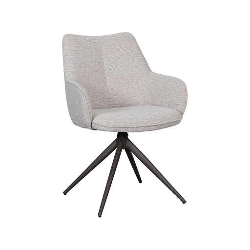 Eetkamerstoel Sawa Bouclé Naturel Draaibaar Bronze Onderstel-Eetkamerstoelen-LABEL51