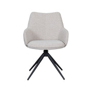 Eetkamerstoel Sawa Bouclé Naturel Draaibaar Zwart Onderstel-Eetkamerstoelen-LABEL51