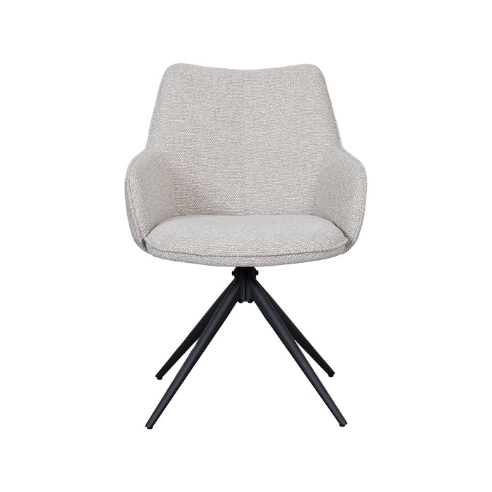 Eetkamerstoel Sawa Bouclé Naturel Draaibaar Zwart Onderstel-Eetkamerstoelen-LABEL51