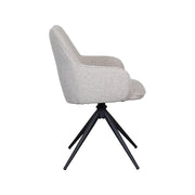 Eetkamerstoel Sawa Bouclé Naturel Draaibaar Zwart Onderstel-Eetkamerstoelen-LABEL51