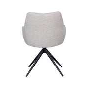 Eetkamerstoel Sawa Bouclé Naturel Draaibaar Zwart Onderstel-Eetkamerstoelen-LABEL51