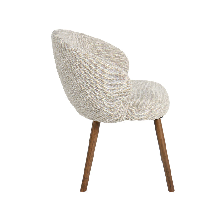 Eetkamerstoel Shiro - Naturel - Royal Boucle - Walnoot Houten-Eetkamerstoelen-LABEL51