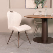 Eetkamerstoel Silly Bouclé Naturel met bronze poten 51x62x88 cm-Eetkamerstoelen-LABEL51