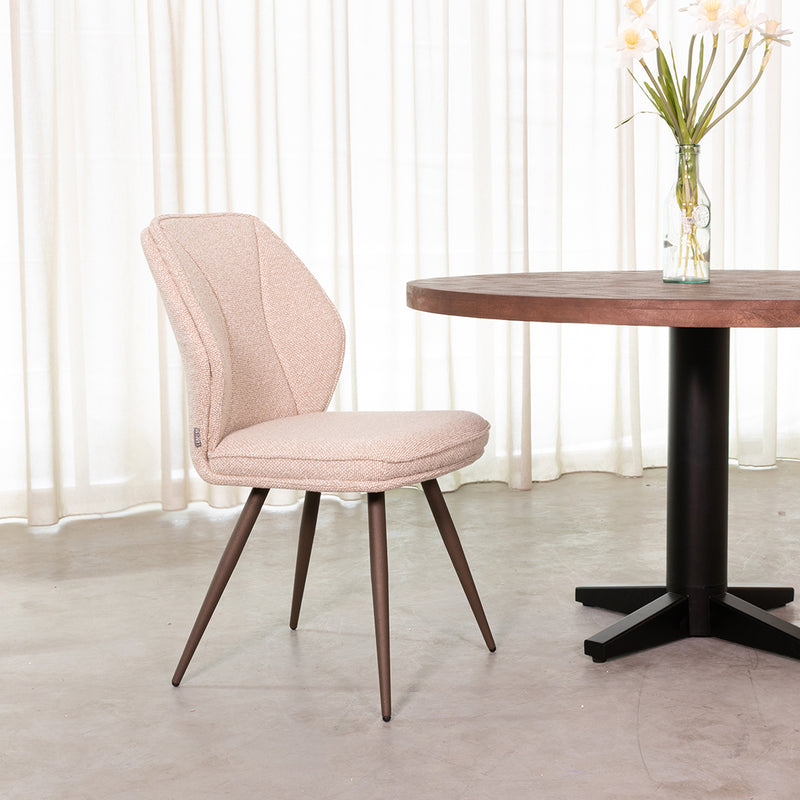 Eetkamerstoel Silvain Bouclé Naturel met bronze poten 51x64x89 cm-Eetkamerstoelen-LABEL51