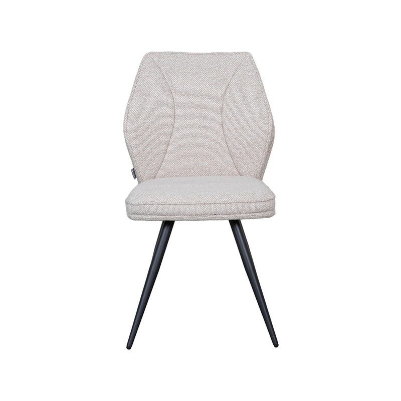 Eetkamerstoel Silvain Bouclé Naturel met zwarte poten 51x64x89 cm-Eetkamerstoelen-LABEL51
