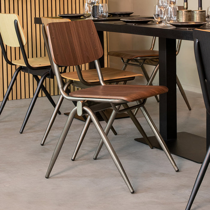 Eetkamerstoel Solid - Donkerbruin - Hout - Old Gun Metalen Frame-Eetkamerstoelen-LABEL51