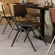 Eetkamerstoel Solid Zwart Hout Zwart Metalen Frame 49x55x81 cm-Eetkamerstoelen-LABEL51