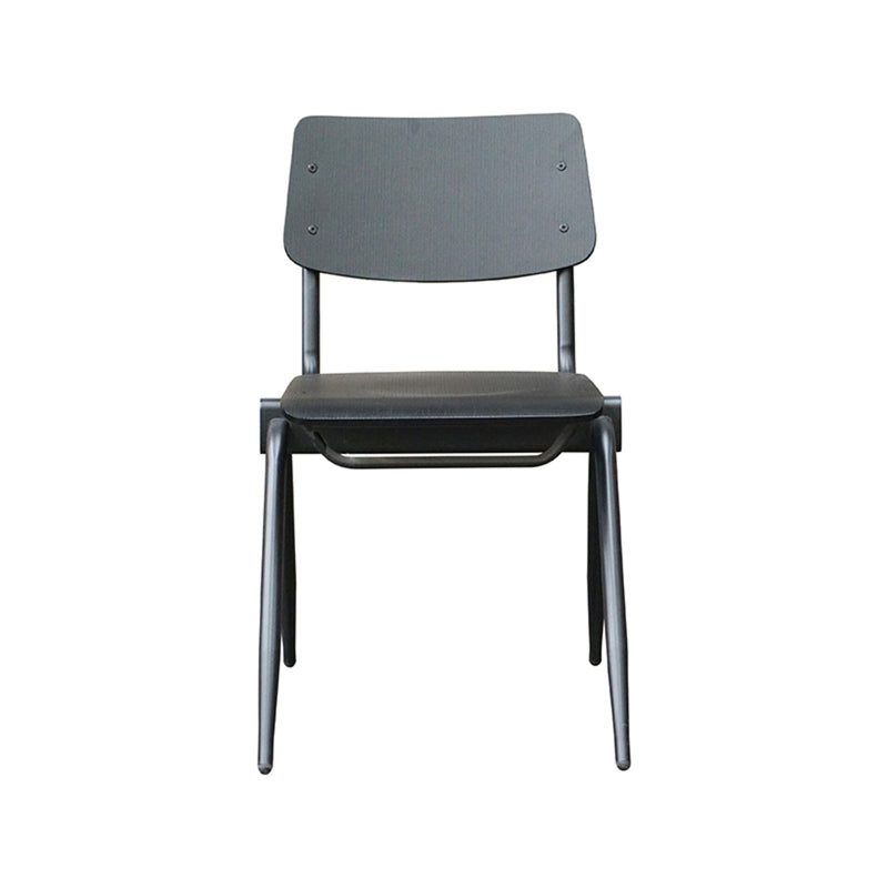 Eetkamerstoel Solid Zwart Hout Zwart Metalen Frame 49x55x81 cm-Eetkamerstoelen-LABEL51