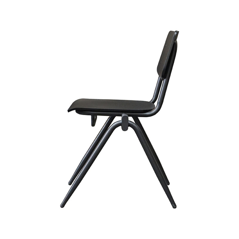 Eetkamerstoel Solid Zwart Hout Zwart Metalen Frame 49x55x81 cm-Eetkamerstoelen-LABEL51