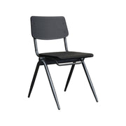 Eetkamerstoel Solid Zwart Hout Zwart Metalen Frame 49x55x81 cm-Eetkamerstoelen-LABEL51