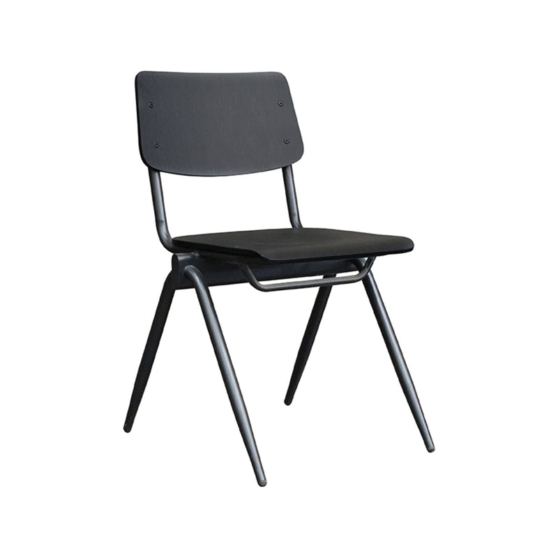 Eetkamerstoel Solid Zwart Hout Zwart Metalen Frame 49x55x81 cm-Eetkamerstoelen-LABEL51