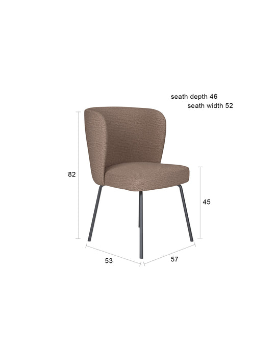 Eetkamerstoel Stan Polyester Grijs – maattekening