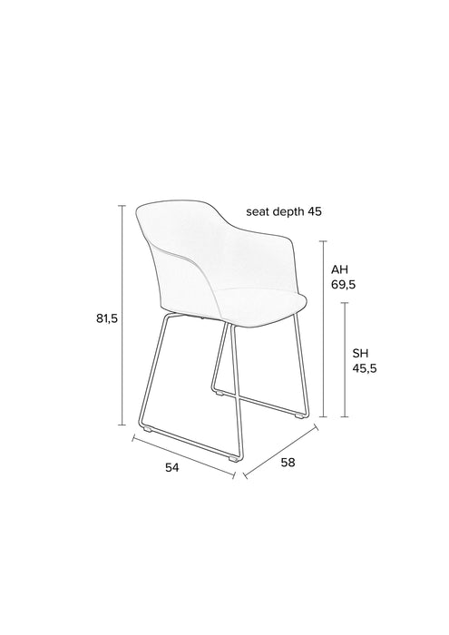Eetkamerstoel Tango Polypropyleen Grijs 54x58 cm-Eetkamerstoelen-Creating Home