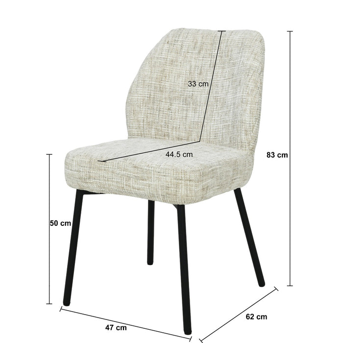 Eetkamerstoel Tess Crème 48 cm-Eetkamerstoelen-Livingfurn