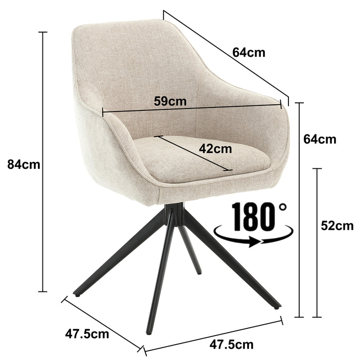 Eetkamerstoel Thomas Beige 60 cm-Eetkamerstoelen-Livingfurn
