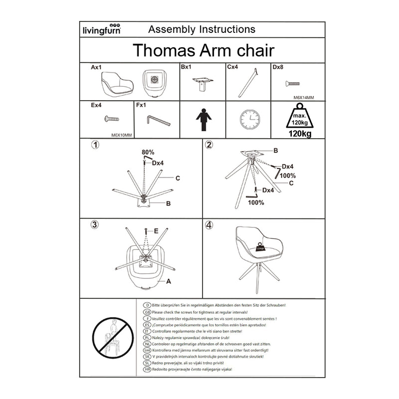 Eetkamerstoel Thomas Bruin 60 cm 59x64x84 cm-Eetkamerstoelen-Livingfurn