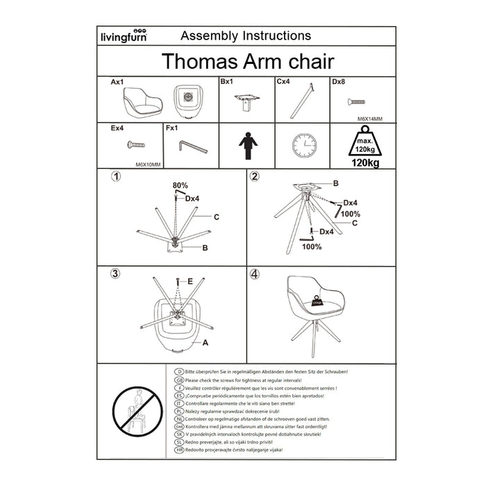 Eetkamerstoel Thomas Bruin 60 cm 59x64x84 cm-Eetkamerstoelen-Livingfurn