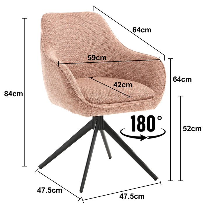 Eetkamerstoel Thomas Roze 60 cm-Eetkamerstoelen-Livingfurn