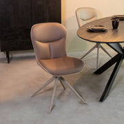 Eetkamerstoel Thorben Bruin Microvezel Taupe Metalen Frame-Eetkamerstoelen-LABEL51