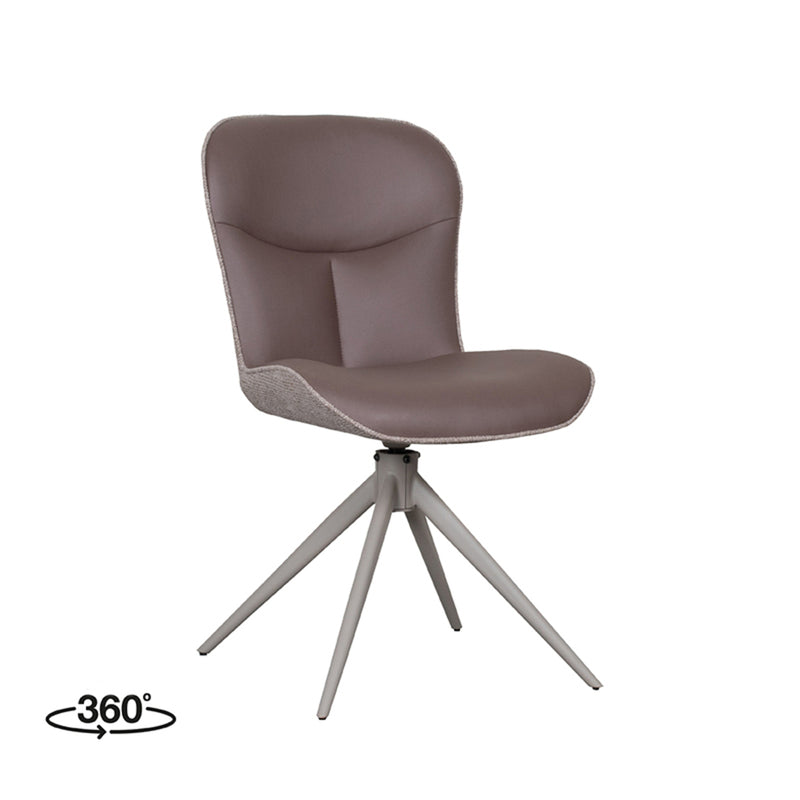Eetkamerstoel Thorben Bruin Microvezel Taupe Metalen Frame-Eetkamerstoelen-LABEL51