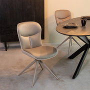 Eetkamerstoel Thorben Forest Microvezel Taupe Metalen Frame-Eetkamerstoelen-LABEL51