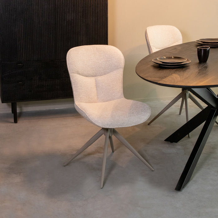 Eetkamerstoel Thorben - Naturel - Canyon - Taupe Metalen Frame-Eetkamerstoelen-LABEL51