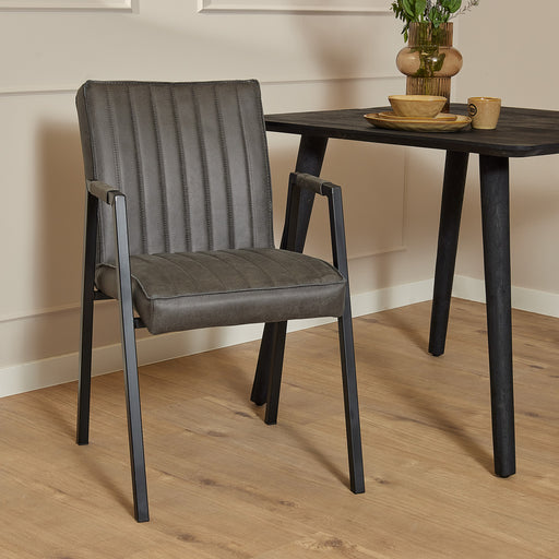 Eetkamerstoel Tivoli met armleuning Bull Antraciet 52x56x88 cm-Eetkamerstoelen-Starfurn