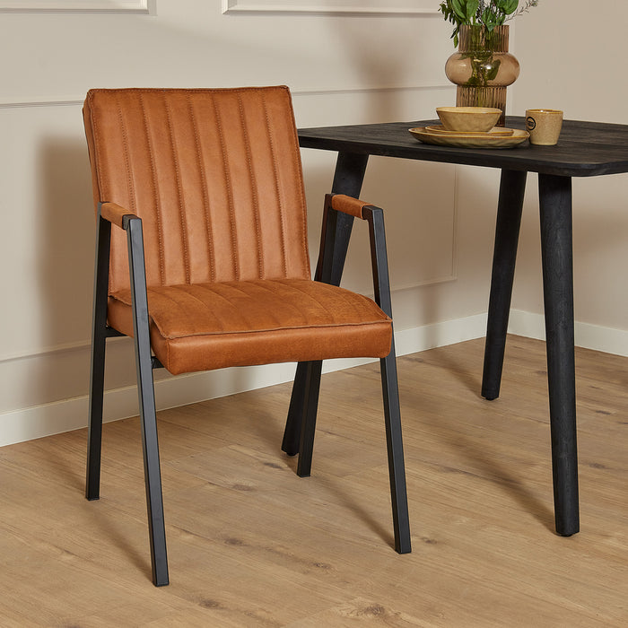Eetkamerstoel Tivoli met armleuning - Bull Cognac-Eetkamerstoelen-Starfurn