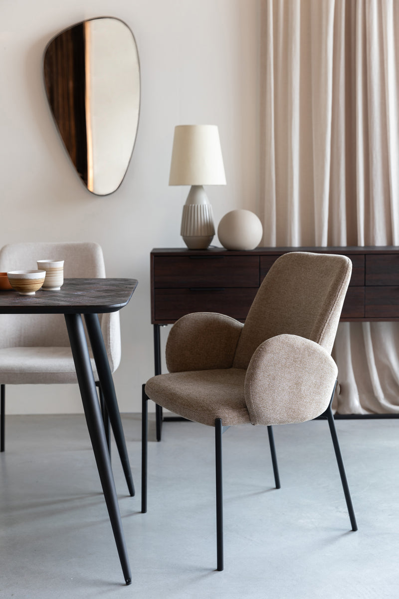 Eetkamerstoel Tjarda Polyester Bruin 60x57 cm-Eetkamerstoelen-Creating Home