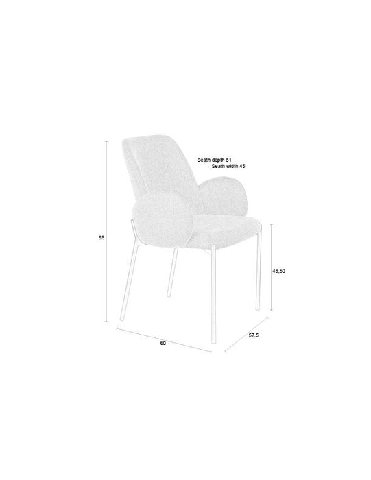 Eetkamerstoel Tjarda Polyester Taupe 60x57 cm-Fauteuils-Creating Home