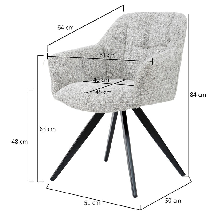 Eetkamerstoel Tommy Bisque Oasis Draaibaar 61 cm 61x64x84 cm-Eetkamerstoelen-Livingfurn