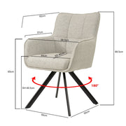 Eetkamerstoel Tori Beige Draaibaar 62 cm 62x60x89.5 cm-Eetkamerstoelen-Livingfurn