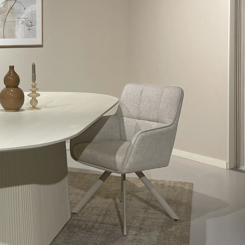 Eetkamerstoel Tori Natural Beige Draaibaar 62 cm 62x60x89.5 cm-Eetkamerstoelen-Livingfurn